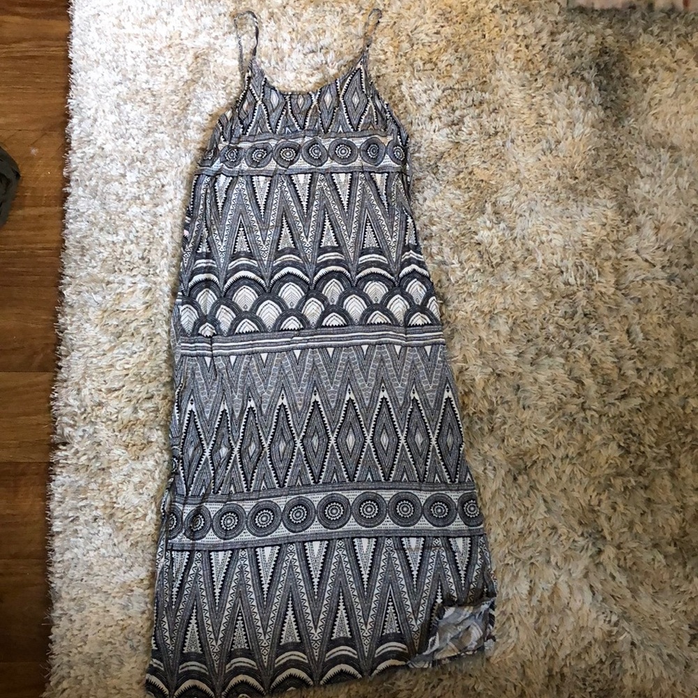 H&M navy printed midi dress